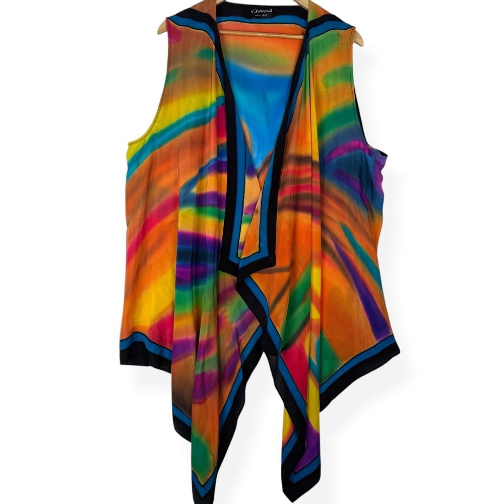 Dilemma New York Kimono Cardigan Womens Size XL Hippie Woodstock Colorful Artsy